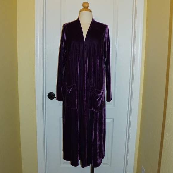 LuLaRoe Sweaters - LulaRoe Sarah Purple Velvet Duster Cardigan Medium